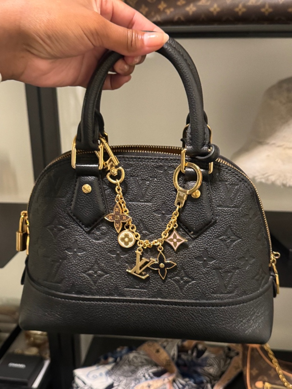 Alma BB in black embossed leather. Great condition.
